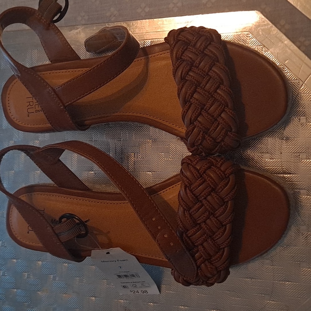 Brown wedge sandals by Time and True